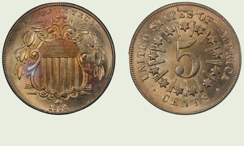 1866 Shield Nickel: Value, Varieties, and Errors 2 Obverse and Reverse of 1866 Shield Nickel