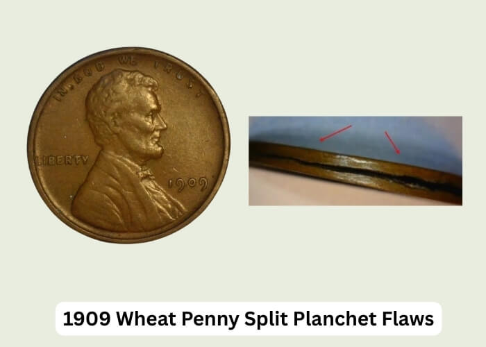 1909 Wheat Penny Value: Complete Worth Guide & Rare Varieties 6 1909 Wheat Penny Lamination & Split Planchet Flaws