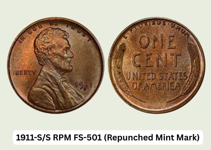 1911 Wheat Penny Value Guide: Rarity, Worth & Key Dates 4 1911-SS RPM FS-501 (Repunched Mint Mark)