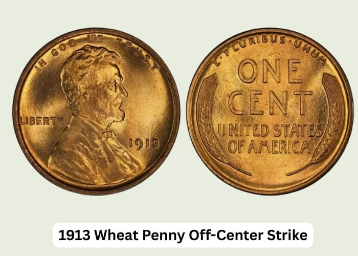1913 Wheat Penny Value: Worth Analysis & Price Chart 5 1913 Wheat Penny Off-Center Strike
