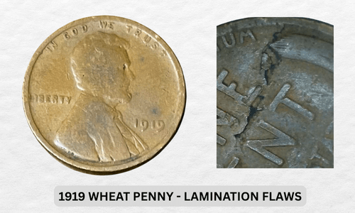 1919 Wheat Penny Value: Expert Price Guide & Rarities 5 1919 Wheat Penny - Lamination Flaws