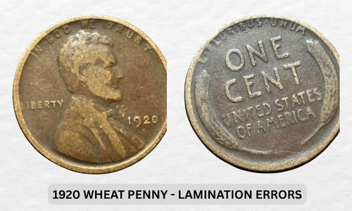 1920 Wheat Penny Value: Worth Chart, Rarities & Mint Marks 7 1920 Wheat Penny - Lamination Errors