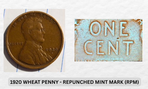 1920 Wheat Penny Value: Worth Chart, Rarities & Mint Marks 8 1920 Wheat Penny - Repunched Mint Mark (RPM)